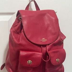 Coach Cherry Red Leather Backpack
